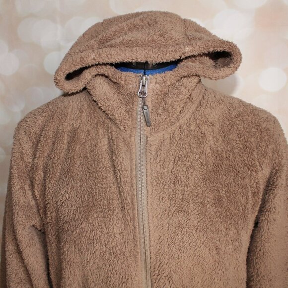 Marmot Brown Faux Fur Full Zip Hooded Jacket Size M Super Soft Style A91040 - Picture 2 of 16